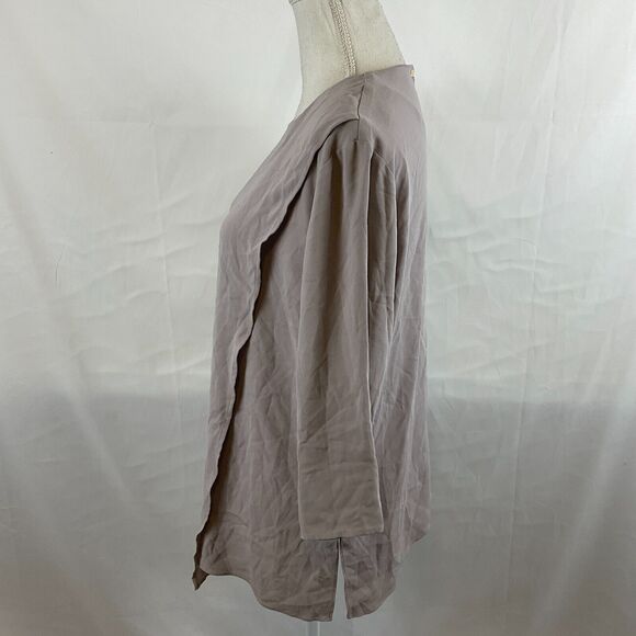 MM LaFleur Blouse XL Lavender-Gray 3/4 Sleeve Drape Detail - Picture 6 of 12